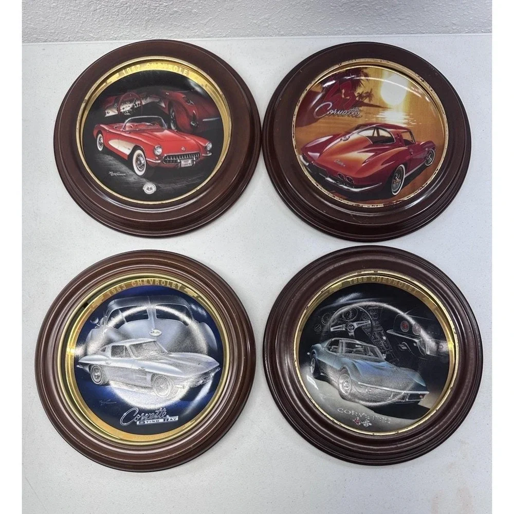 Vintage Corvette Collector Plates Framed Set/4 Hamilton Collection Franklin Mint